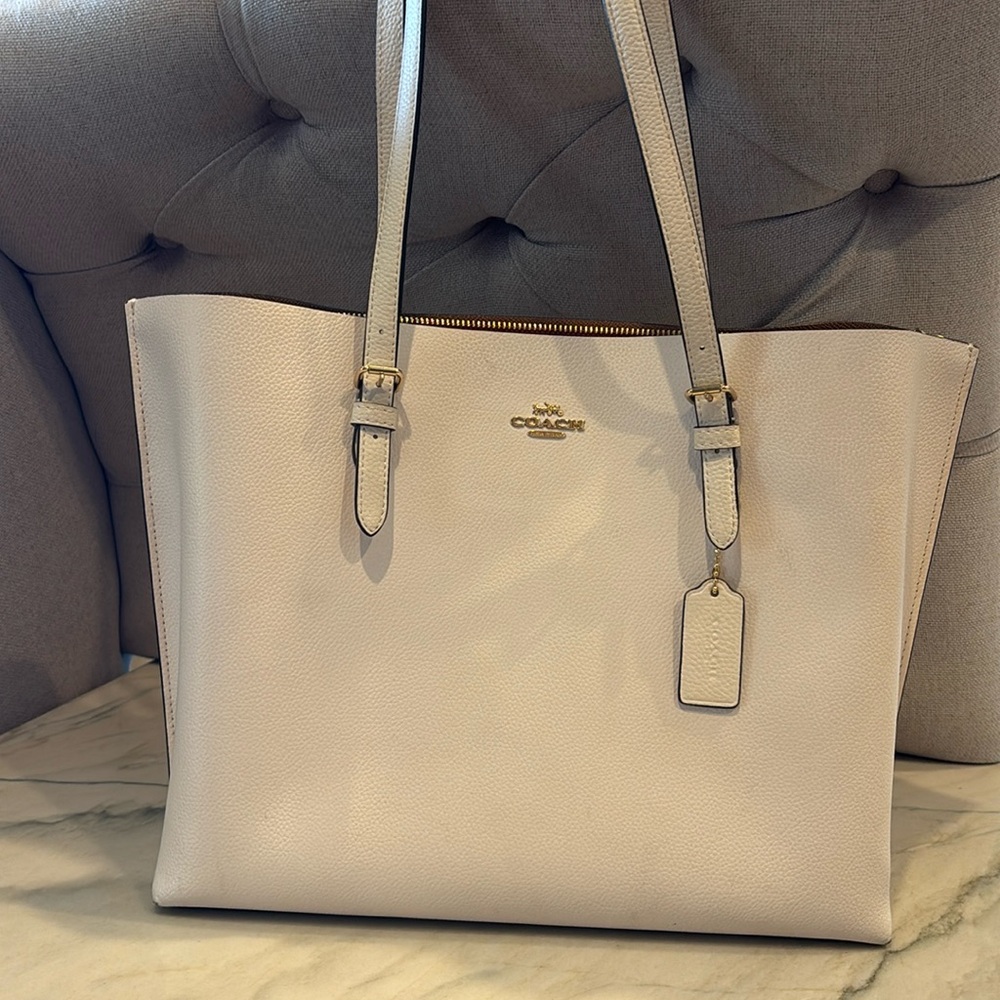 Authentic Coach Ivory Crossgrain Leather CityTote Bag!